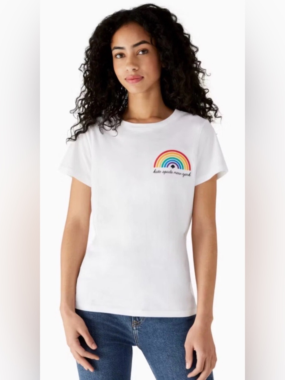 Kate Spade White Rainbow Graphic Tee